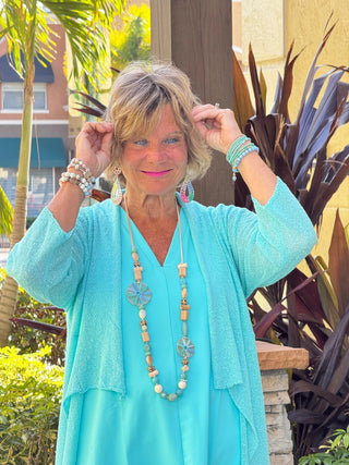 AQUA MESH RUFFLE WRAP LULU-B