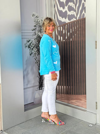 AQUA HEART CHENILLE SWEATER LULU-B