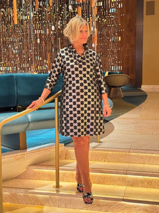 LULU-B BLACK AND SILVER RUFFLE DRESS LULU-B