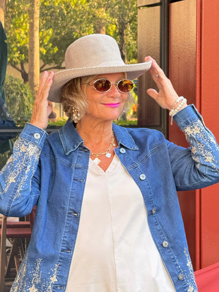 DENIM LACE FLOWER JACKET ETHYL JEANS
