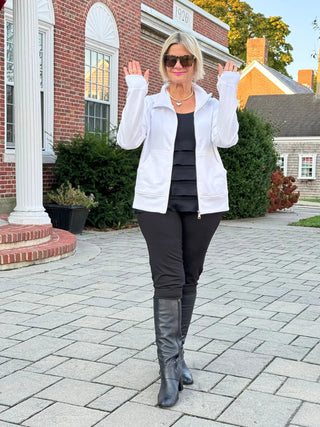 WHITE FULL ZIPPER JACKET LULU-B