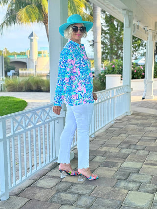 SPLASH OF PINK  HALF ZIPPER LULU-B