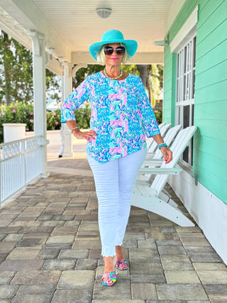 SPLASH OFF PINK ASYMMETRICAL TOP LULU-B