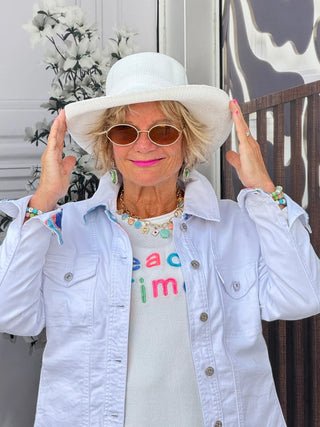 LULU-B WHITE BEACH TIME SWEATER LULU-B