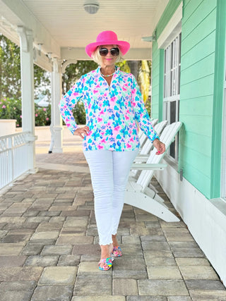 PINK PETALS HALF ZIPPER LULU-B