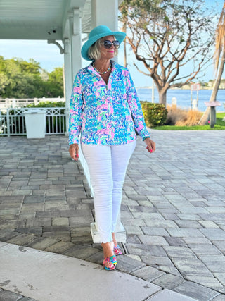 SPLASH OF PINK  HALF ZIPPER LULU-B