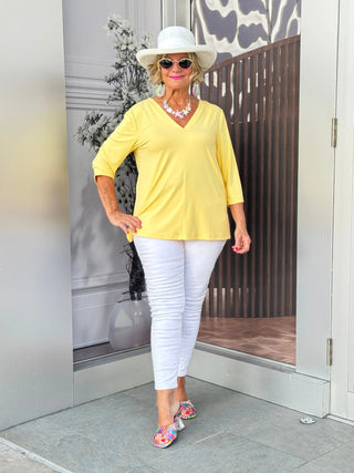 LULU-B YELLOW TAILORED V SLEEVE TOP LULU-B