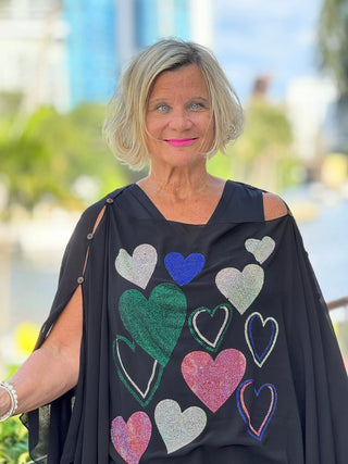 SWAROVSKI CRYSTAL BLACK HEART TOP KOKOMO