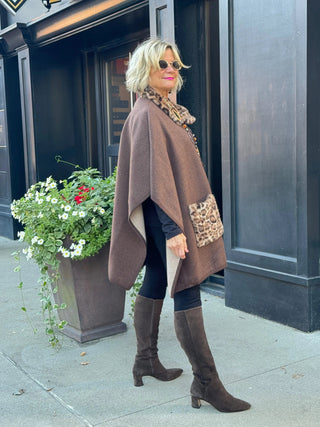 Whisper of the Wild: The Leopard Pocket Winter Cape Cathys Place