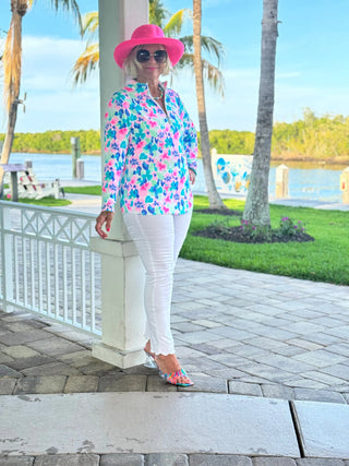 PINK PETALS HALF ZIPPER LULU-B