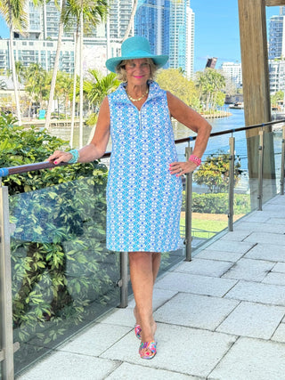 LULU B COASTAL BLOOM ZIPPER SWING DRESS LULU-B