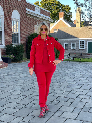 LULU-B RED VELOUR PANTS LULU-B