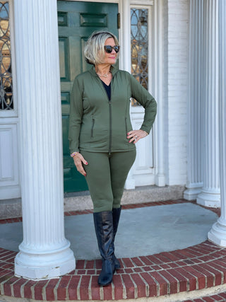 LULU-B OLIVE FULL ZIPPER JACKET LULU-B