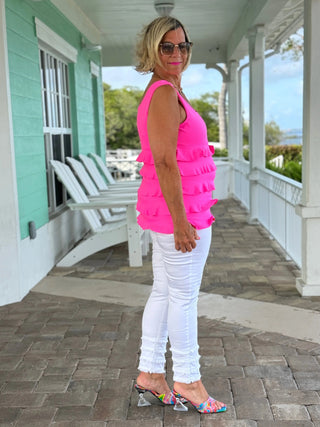 LULU-B SOUTH BEACH WHITE ANKLE JEAN LULU-B