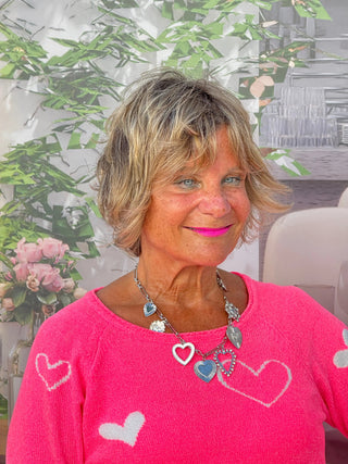 HOT PINK HEART SWEATER LULU-B