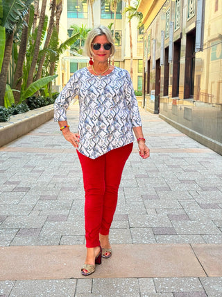 HOLIDAY WINTER WHITE ASYMMETRIC TOP LULU-B
