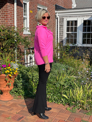 LULU-B HOT PINK SOLID RUFFFLE TOP LULU-B