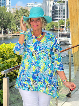 TROPIC GREEN ASYMMETRIC TOP LULU-B