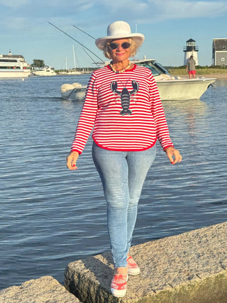 RED STRIPED LOBSTER SWEATER Cathys Place