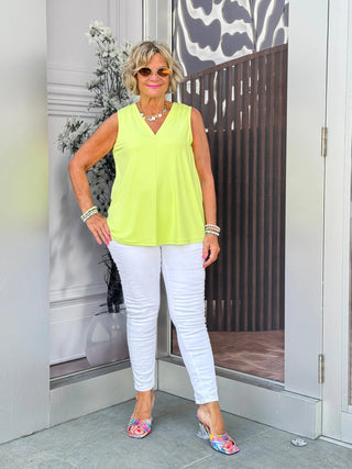 TAILORED LIME SLEEVELESS NECK TOP LULU-B