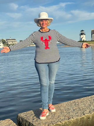NAVY STRIPE LOBSTER SWEATER LULU-B