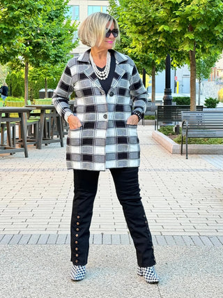 Ethyl Luxe Check Knit Jacket - Trooper ETHYL JEANS