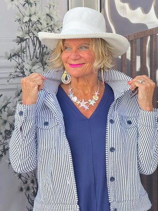 KEY WEST NAVY SEERSUCKER JACKET LULU-B