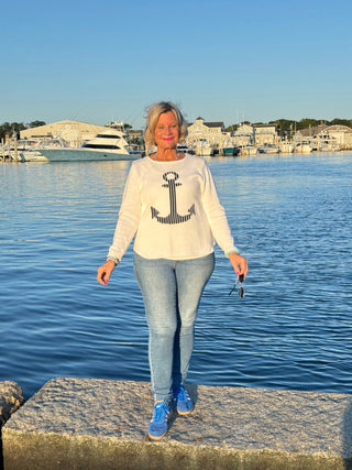 WHITE ANCHOR SWEATER LULU-B