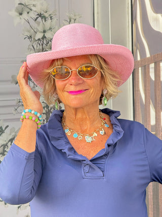 NAVY 3/25 RUFFLE TOP LULU-B