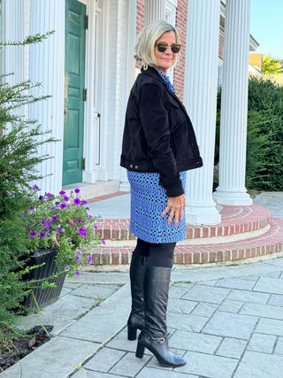 SHADES OF BLUE RUFFLE SLEEVE DRESS LULU-B