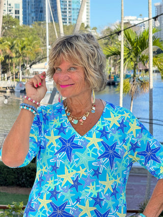 LULU B STARFISH SPLASH ELBOW SLEEVE DRESS LULU-B