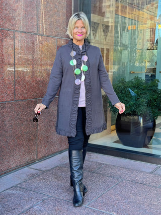 LULU-B ROUGED CHARCOAL CARDIGAN LULU-B