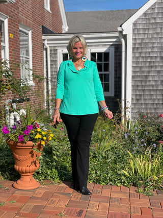 LULU-B SOLID MINT RUFFLE TOP LULU-B