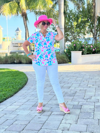 PINK PETALS SHORT SLEEVE TOP LULU-B