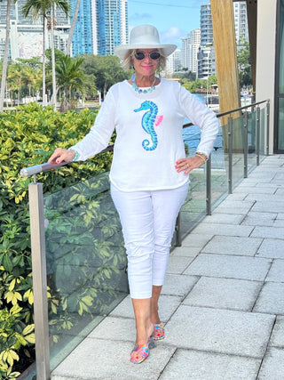 LULU-B WHITE SEAHORSE SWEATER LULU-B