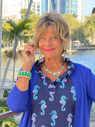 LULU B MIDNIGHT REEF SLEEVELESS RUFFLE TOP LULU-B