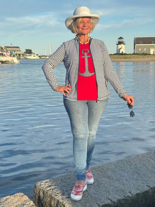 RED  NAVY STRIPED ANCHOR LULU-B