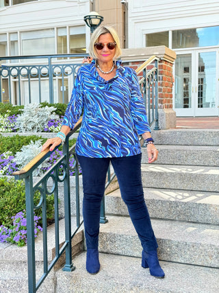 LULU-B SIZZLE BLUE RUFFLE TOP LULU-B