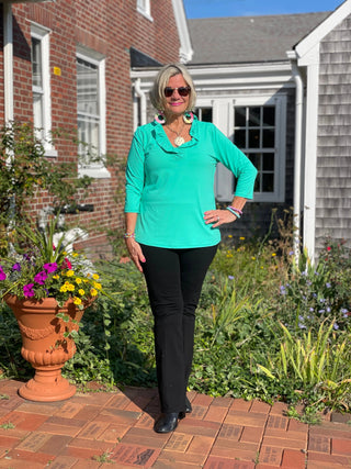 LULU-B SOLID MINT RUFFLE TOP LULU-B