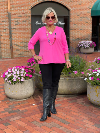 LULU-B HOT PINK TAILORED SLEEVE TOP LULU-B