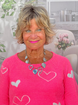 HOT PINK HEART SWEATER LULU-B