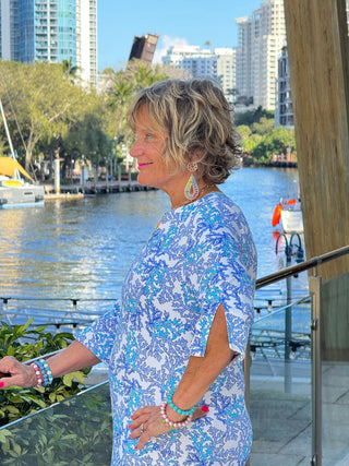 LULU B CORAL BREEZE NOTCH SLEEVE DRESS LULU-B