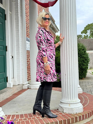 LULU-B SIZZLE PINK RUFFLE SLEEVE DRESS LULU-B