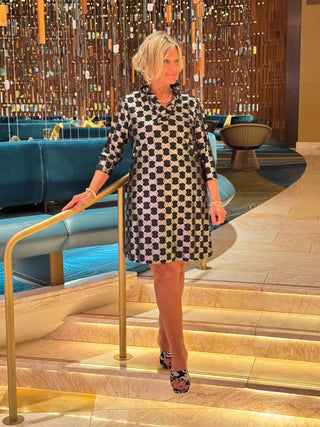 LULU-B BLACK AND SILVER RUFFLE DRESS LULU-B