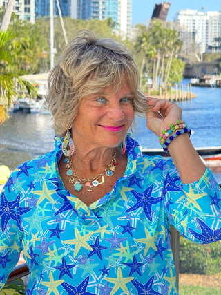 LULU B STARFISH SPLASH RUFFLE TOP LULU-B