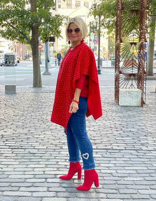 HOLIDAY RED BLING CAPE Accent fashions