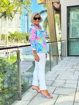 SALINA REEF RUFFLE SLEEVE TOP LULU-B