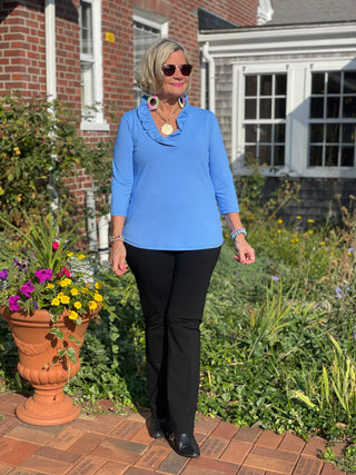 LULU-B SOLID PERRI RUFFLE TOP LULU-B