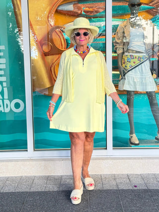 LULU-B SOLID HALF ZIPPER SUNSHINE SWING DRESS LULU-B