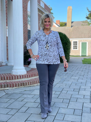 ELEGANT EXPRESSIONS V NECK TOP LULU-B